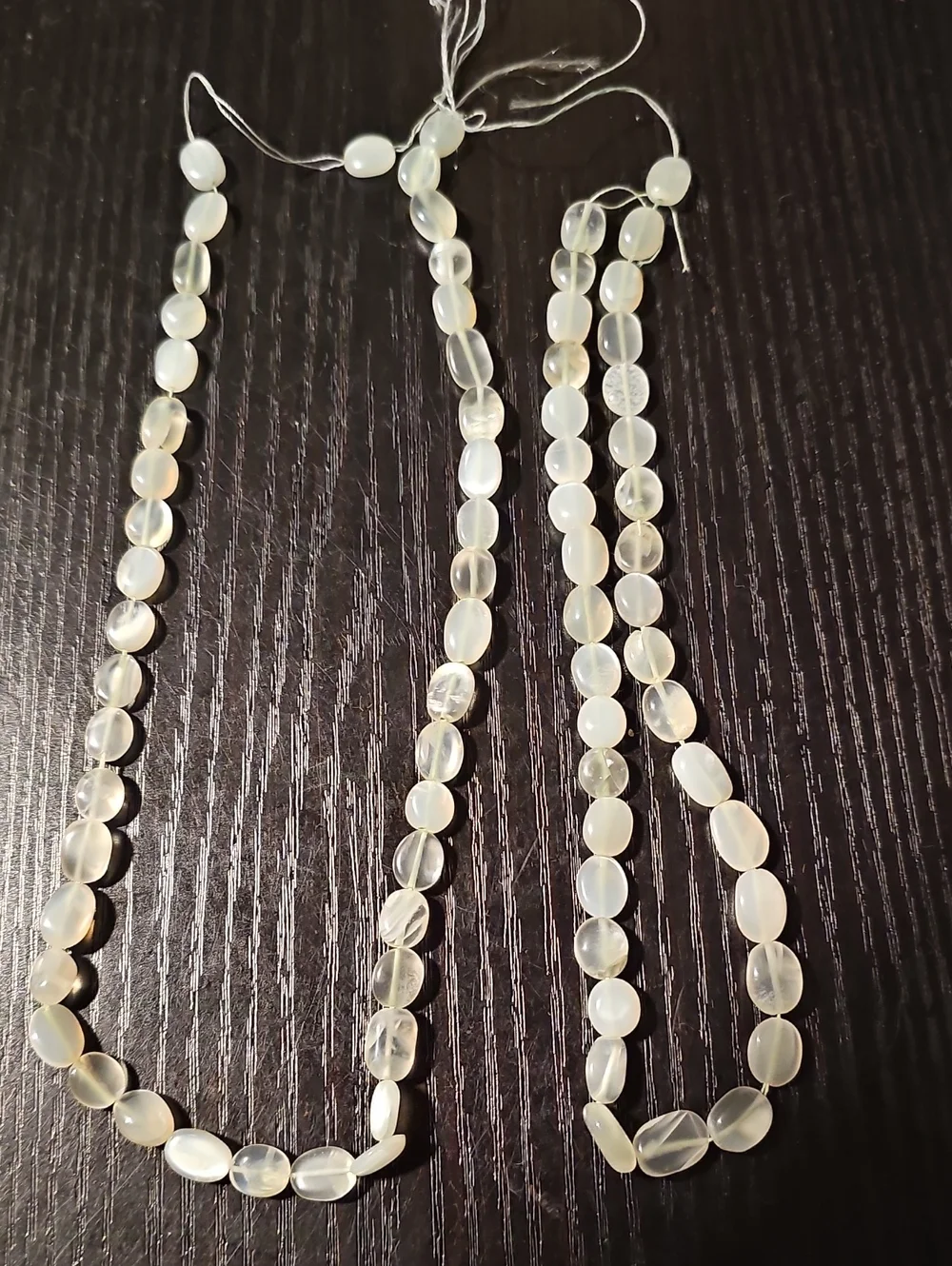 Vintage Milky White Chalcedony Oval Gemstone Bead Strand – Estate Jewelry Making